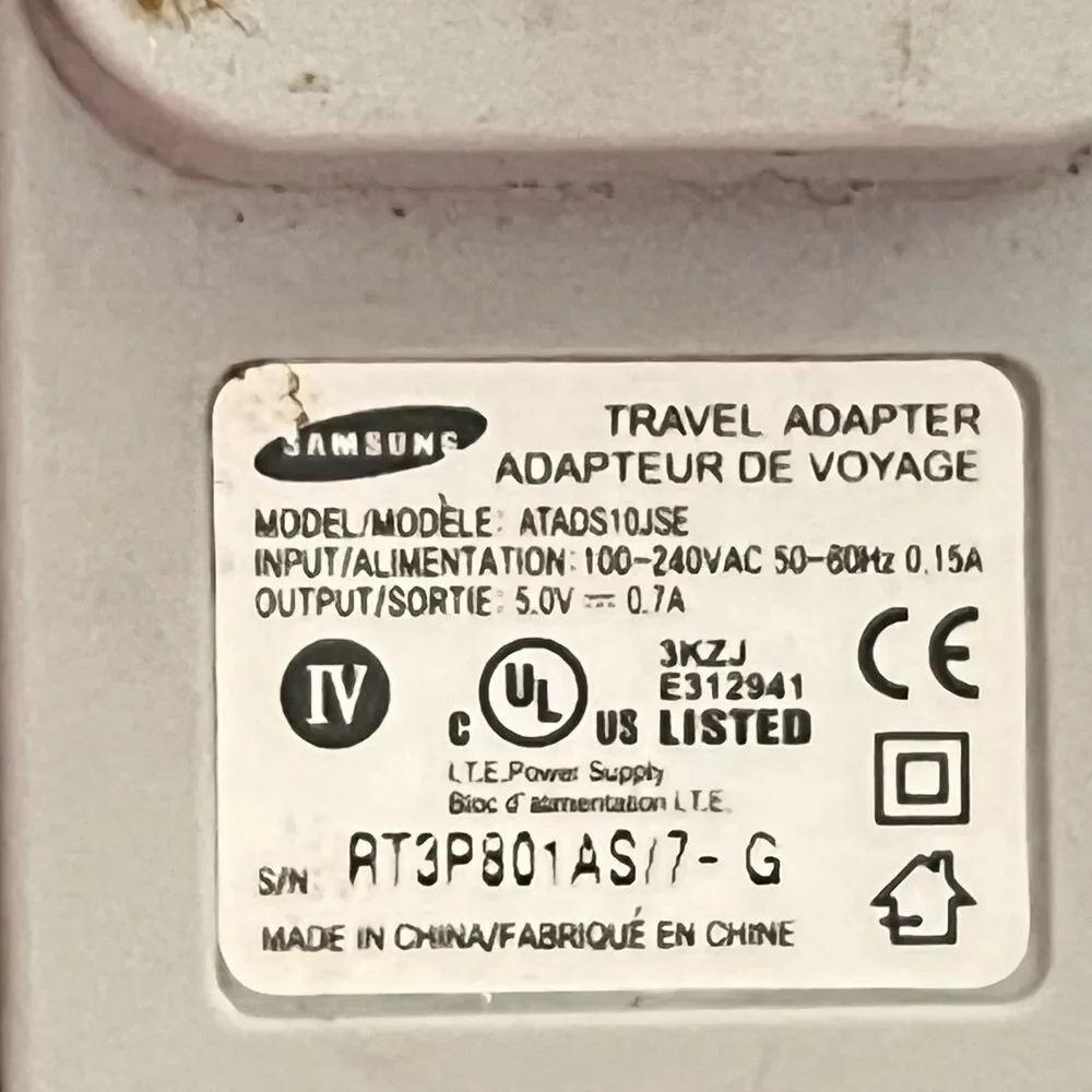 Genuine Samsung AC Power Adapter ATADS10JSE Cell Phone Wall Travel 5V 0.7A
